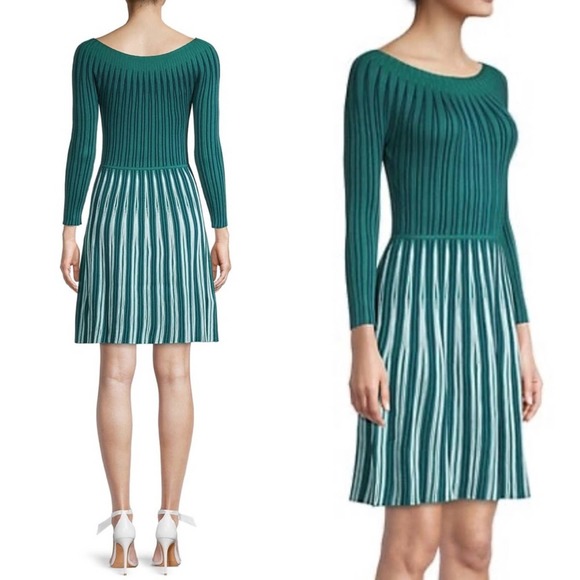 Emporio Armani Knit Three-Quarter Sleeve Two Toned Dress - Picture 4 of 12